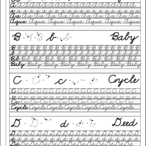 Letter page of Master Cursive Handwriting Product