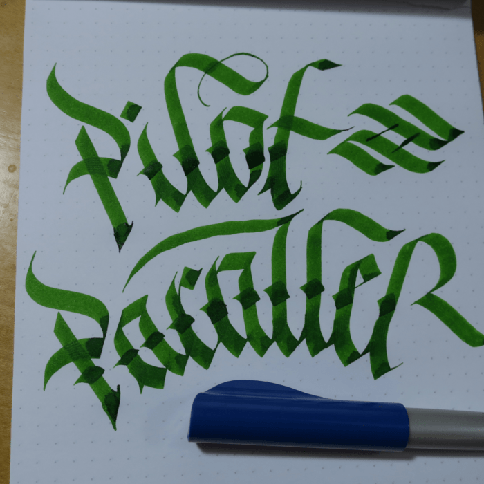 Pilot Parallel Pen and Blackletter Calligraphy writing Example