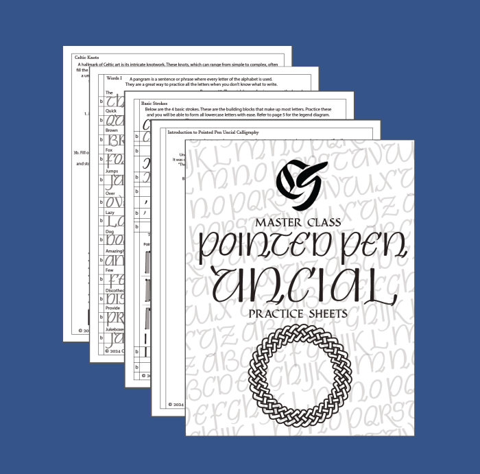 Pointed Pen Uncial Calligraphy Practice Sheets Product Image