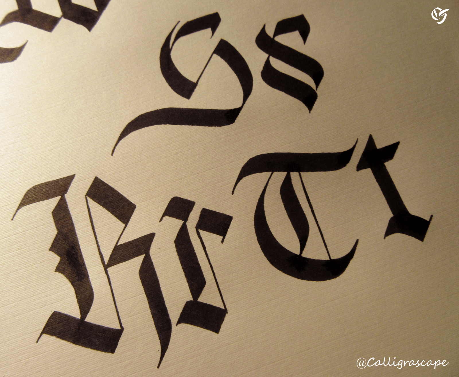 Gothic calligraphy letters r s and t